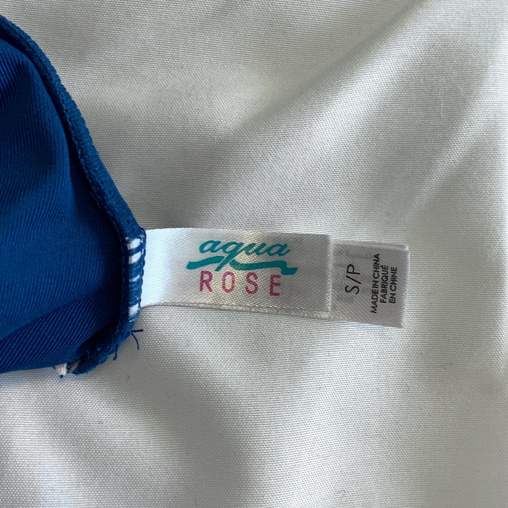 Dark blue one-piece swimsuit with white trim - Picture 5 of 5